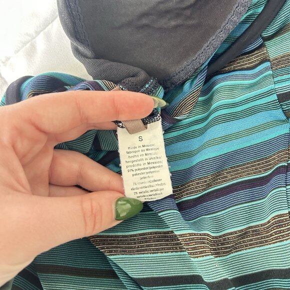 Anne Cole Womens Small S Swim Triangle Tankini Top Striped Blue Summer Y2K - Picture 7 of 7